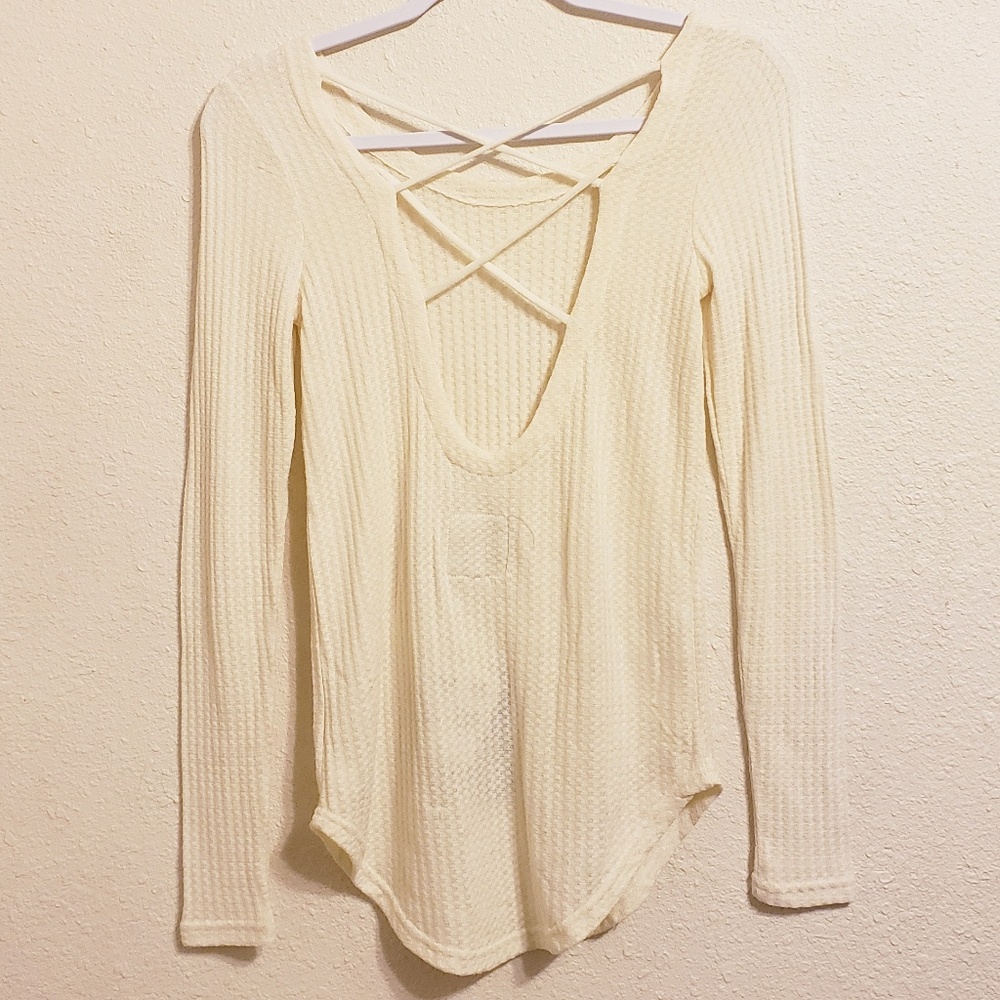 Chaser Thermal L/S Strappy Back Shirttail Tee - Picture 7 of 8
